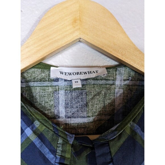 WeWoreWhat Plaid Collar Puff Sleeve Top XS - Picture 3 of 6